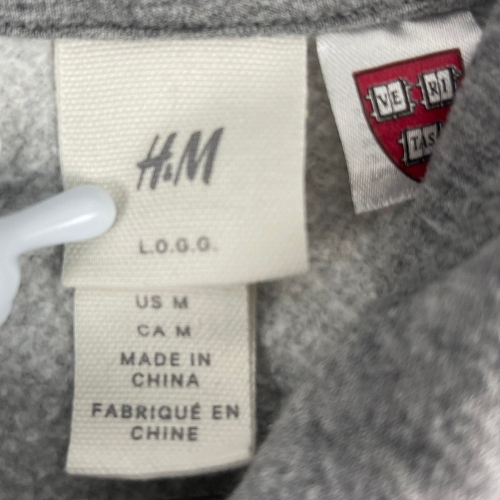 Harvard University H&M Mens Medium Gray Pullover Hoodie Graphic Sweatshirt - Picture 4 of 8